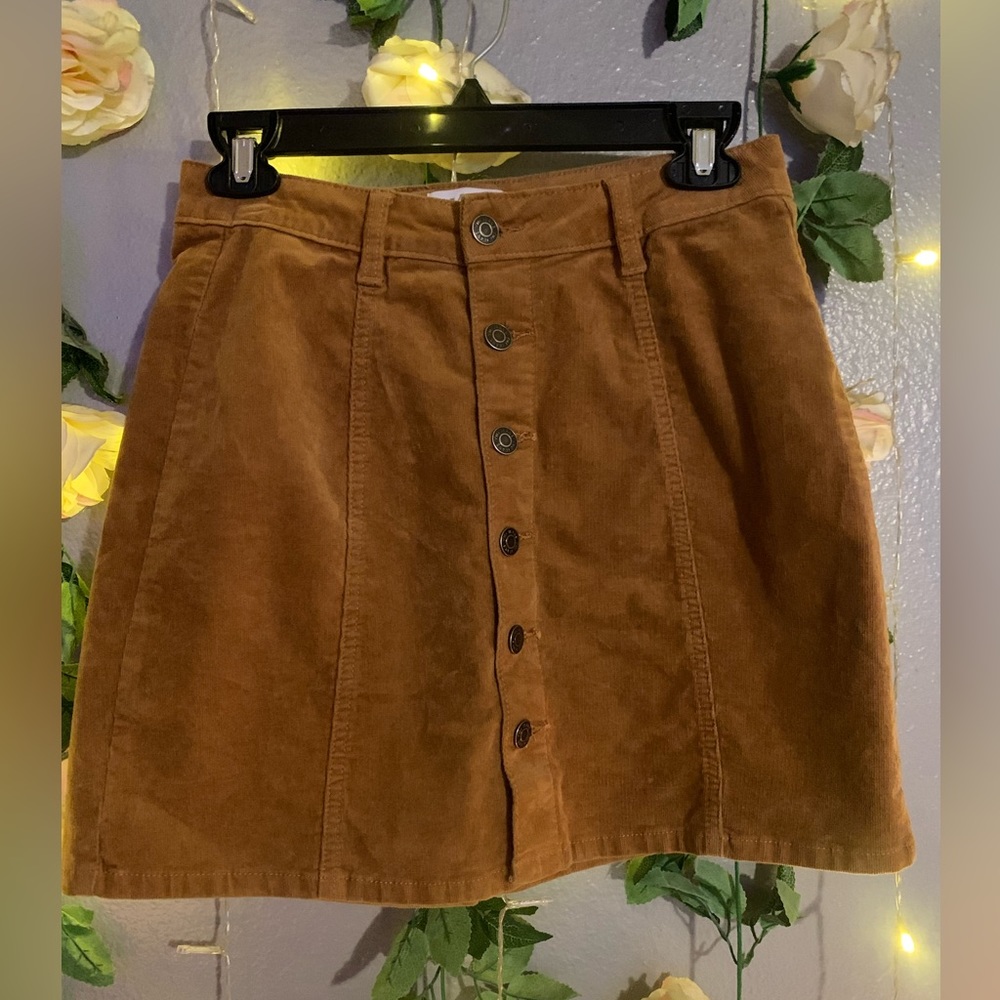 Button up brown corduroy skirt